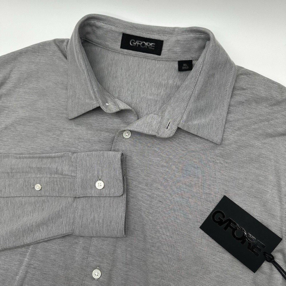 G/Fore Onyx Gray Italian Fabric Long Sleeve Button Up Golf Shirt Mens XL